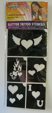 Glimmer Body Art HEARTS Glitter Tattoo Stencils 5 Stencils in Package NIP