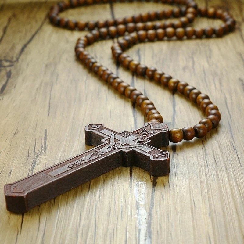 Wooden jesus best sale necklace