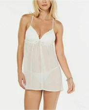 Linea Donatella Sz M Juliet Lace Chiffon Babydoll Chemise+Thong 2pcs Set JLT085