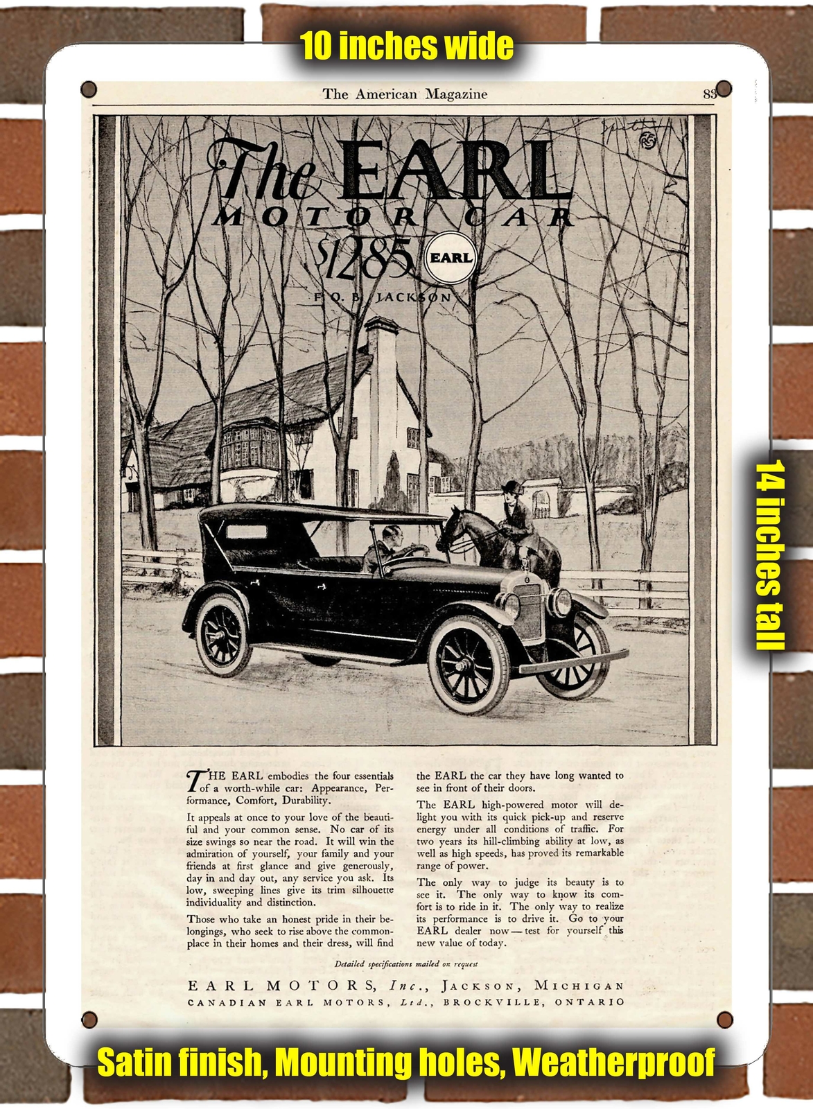 Metal Sign - 1922 Earl Model 40- 10x14 inches | eBay
