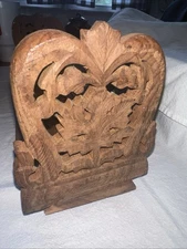 India,  Hand Carved Wooden Floral Expandable Sliding Book Holder , Vintage 