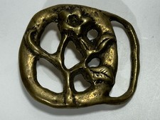 Vintage Belt Buckle Solid Brass 1970 s Open Floral Design 70s