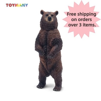 Toymany Standing Brown Bear Figurine Realistic Wild Animal Statue Collectible