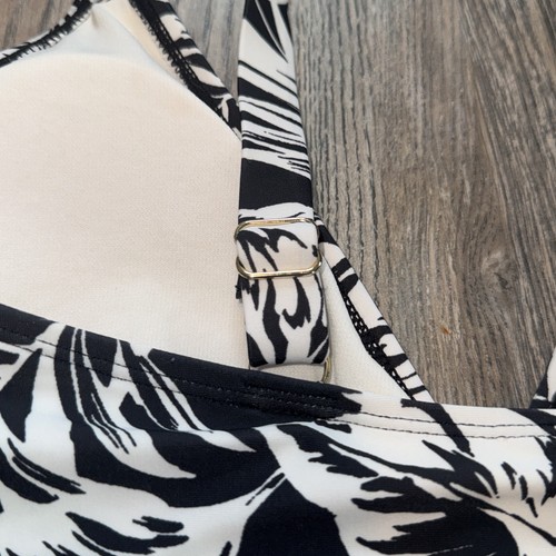 Costume da bagno Anne Cole pezzo unico bianco e nero floreale taglia 10 cinturino regolabile - Foto 7 di 9