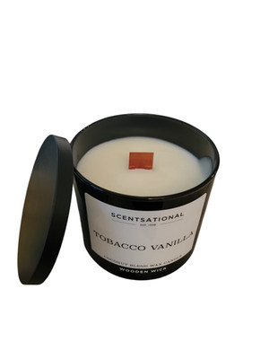 Scentsational Coconut Blend Scented Tobacco Vanilla Candle, Wooden Wick