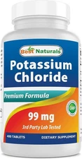 Best Naturals Potassium Chloride Supplement 400 Tablets 99mg Lab Tested