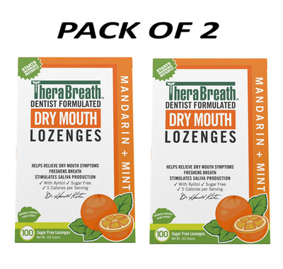 TheraBreath Dry Mouth Mandarin Mint Lozenges, 100 count, 165 g PACK OF 2