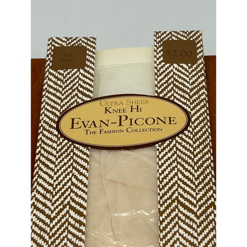 Vintage Evan-Picone Shell Ultra Sheer Knee Hi Stockings 8.5-11 Style 425 NEW - Picture 2 of 3