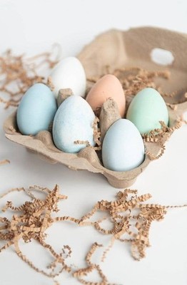 Colorful Pastel Easter Egg Chalk In A Carton For Easter Decor Or Egg Hunts