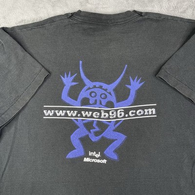 Vintage Microsoft Intel Shirt XL Black WEB96 Computer Internet Single Stitch 90s