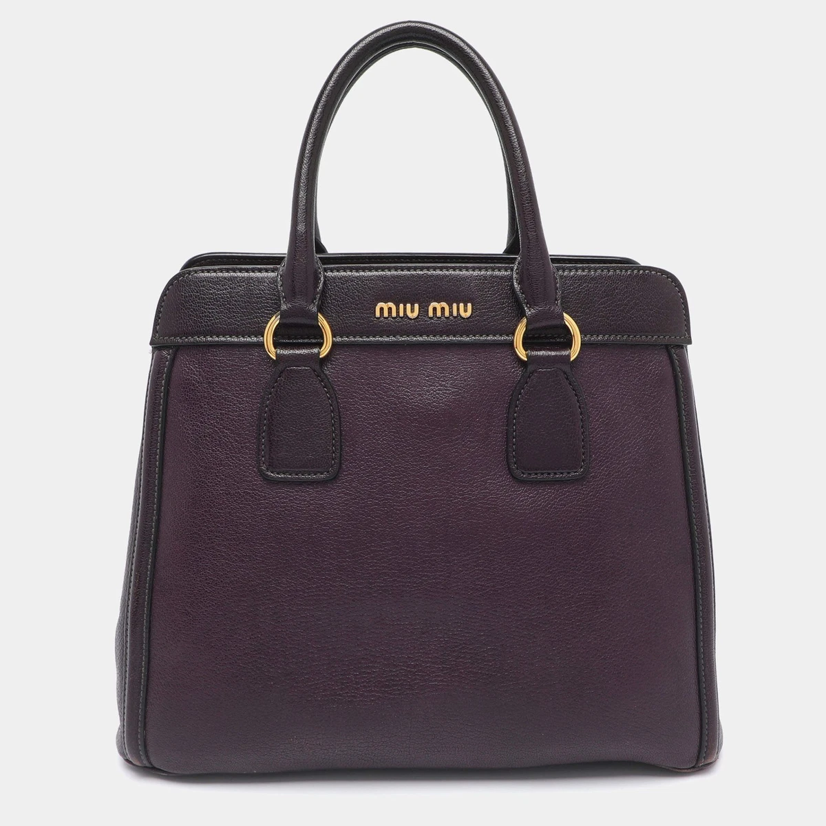 バッグ Miu Miu Leather Tote Bag Purple Purple Leather Exterior Miu Miu Bags & Handbags for Women for sale
