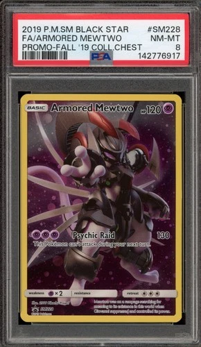 Pokemon Armored Mewtwo Fall '19 Collectors Chest Full Art Promo SM228 PSA 8