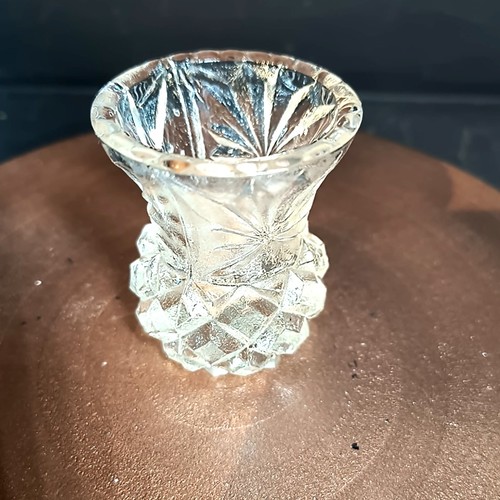 1297.  Toothpick Holder Crystal Textured Glass