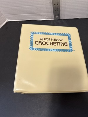 VINTAGE QUICK AND EASY CROCHET BOOK & BINDER BY GOLDEN, GREAT VARIETY 