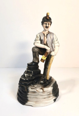 Musical Figurine A Coal Miner In Working Attire With A Pickaxe, Excellent Condit