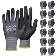 KAYGO MicroFoam Nitrile Work Gloves, 12 Pairs, Large, Gray, Ideal for Automotive