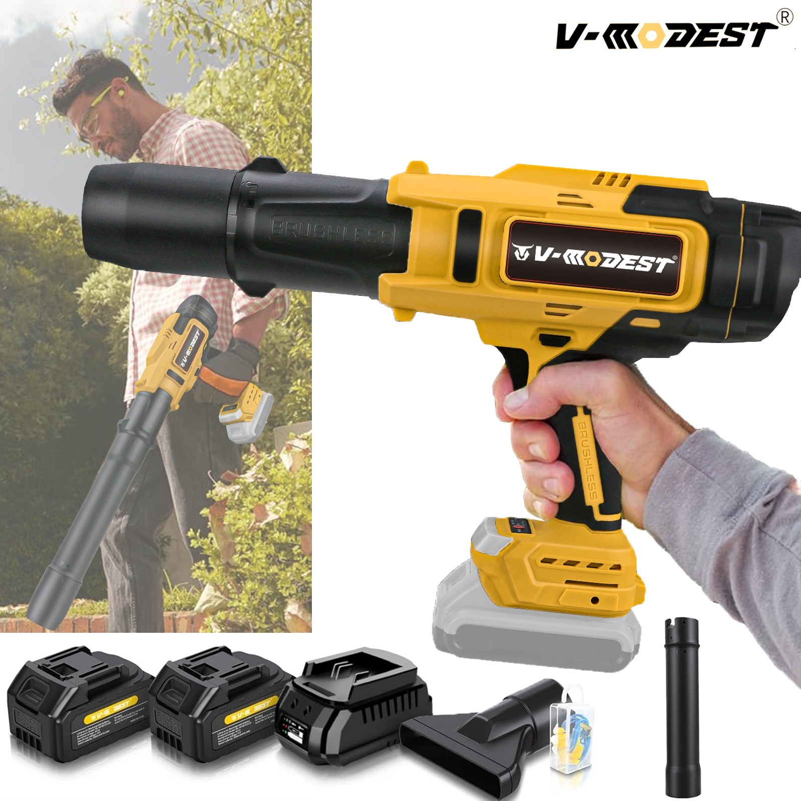 Compact Handheld Blower W/2*4.0ah Battery