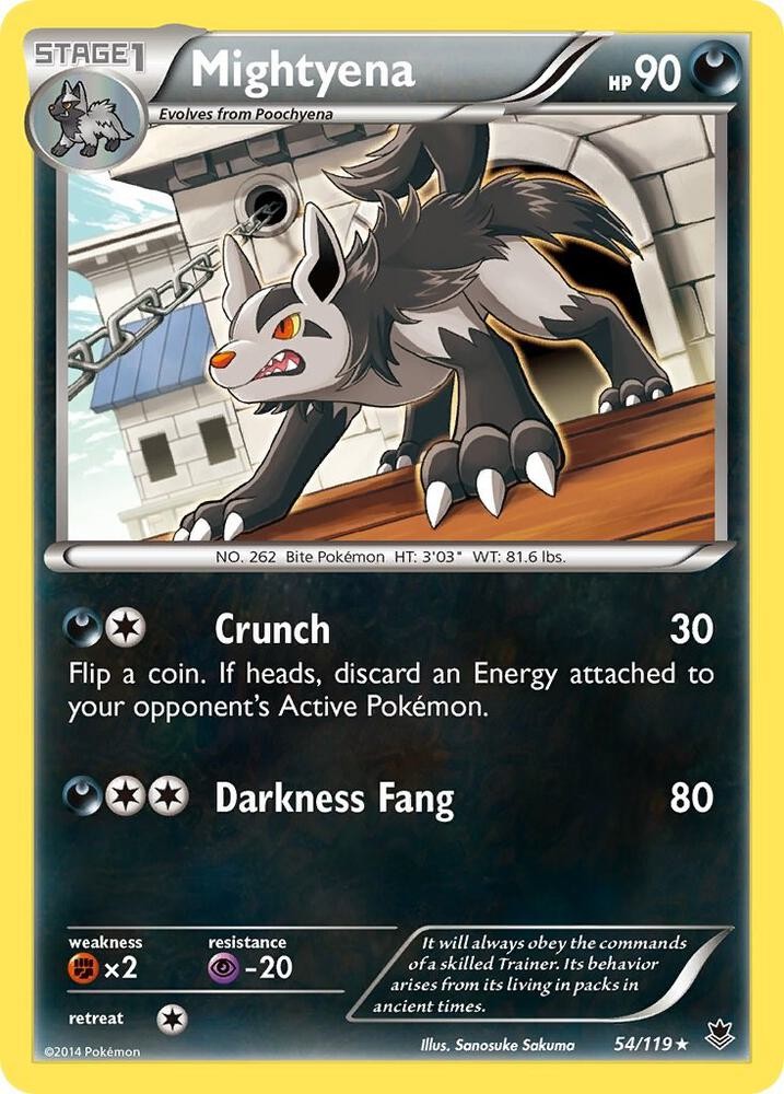 Pokémon TCG Mightyena XY Phantom Forces 54/119 Rare NM/M Darkness Bite