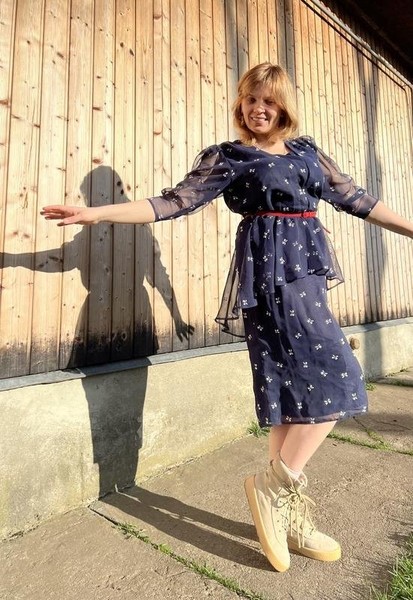 Women American Vintage Dress Navy Polyester 40 / L