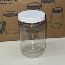 32oz Plastic Jars 24 Pack | Clear PET Storage Containers with White Lids
