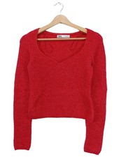 ZARA Maglia a maglia fine Donna Maglione Taglia IT 42 rosso lampone stile casual