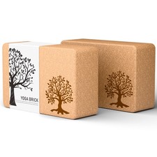 Cork Yoga Blocks 2 Pack Set, Natural Soft Non-Slip Blocks,