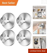 Stylish 4-Pack Stainless Steel Suction Cup Hooks - Drill-Free & Heavy Duty