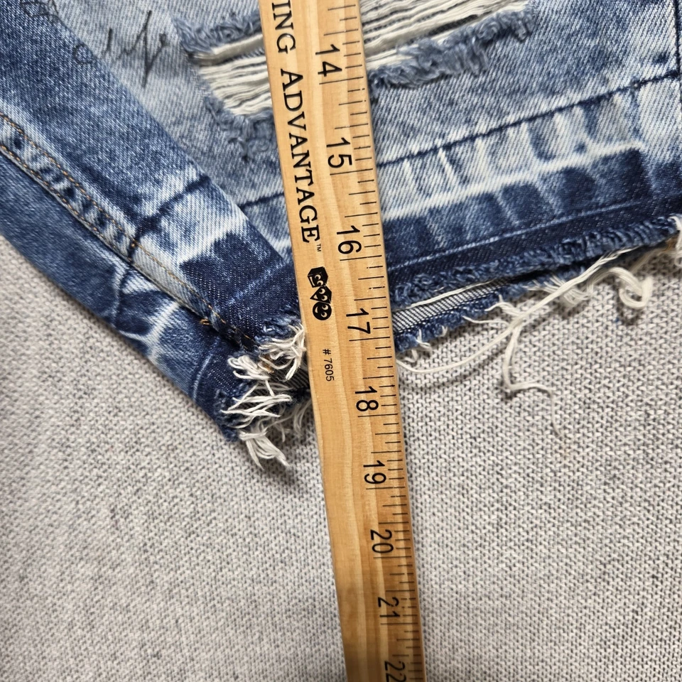 Pantalones cortos de mezclilla rasgados para hombre ZARA talla 32 ajuste regular azul Foto 3 de 4