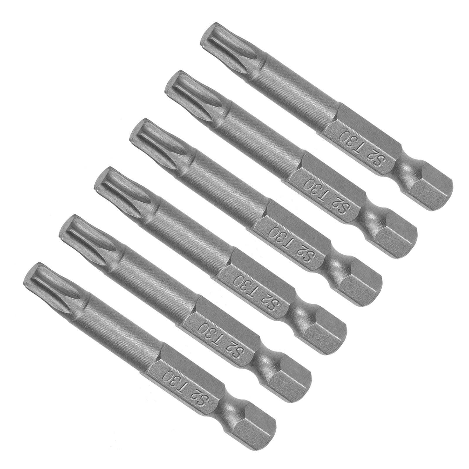 T30 Torx Screwdriver Bit Set 6Pcs 2 Inch Steel 1/4 Hex Shank