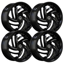 Set-4 Pinnacle P322 20x8.5 5x4.55x114.3 Black Milled 35mm Wheels Rims 20 Inch