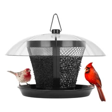 Kingsyard Bird Feeder for Outside, Dual-Use Metal Mesh Wild Bird Feeder with ...