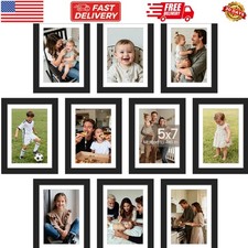 5x7 Picture Frame Set of 10, Display Pictures 4x6 with Mat or 5x7 Without, Mu...
