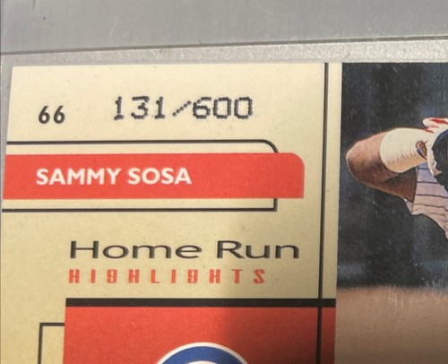🧢SAMMY SOSA UD 1999 HOME RUN HIGHLIGHTS Silver Edition 131/600 #66 CHICAGO CUBS - Bild 3 von 3