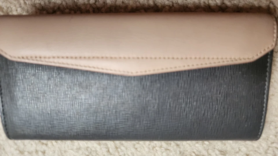 Cartera Larga Fendi 2Jours Cuero Rosa Gris Oscuro Sobre Lona Italia CON CERTIFICADO DE AUTENTICIDAD Foto 4 de 4