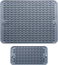 Silicone Dish Drying Mat, 2 Packs of Non-Slip Silicone Mat Easy Clean Drying Mat