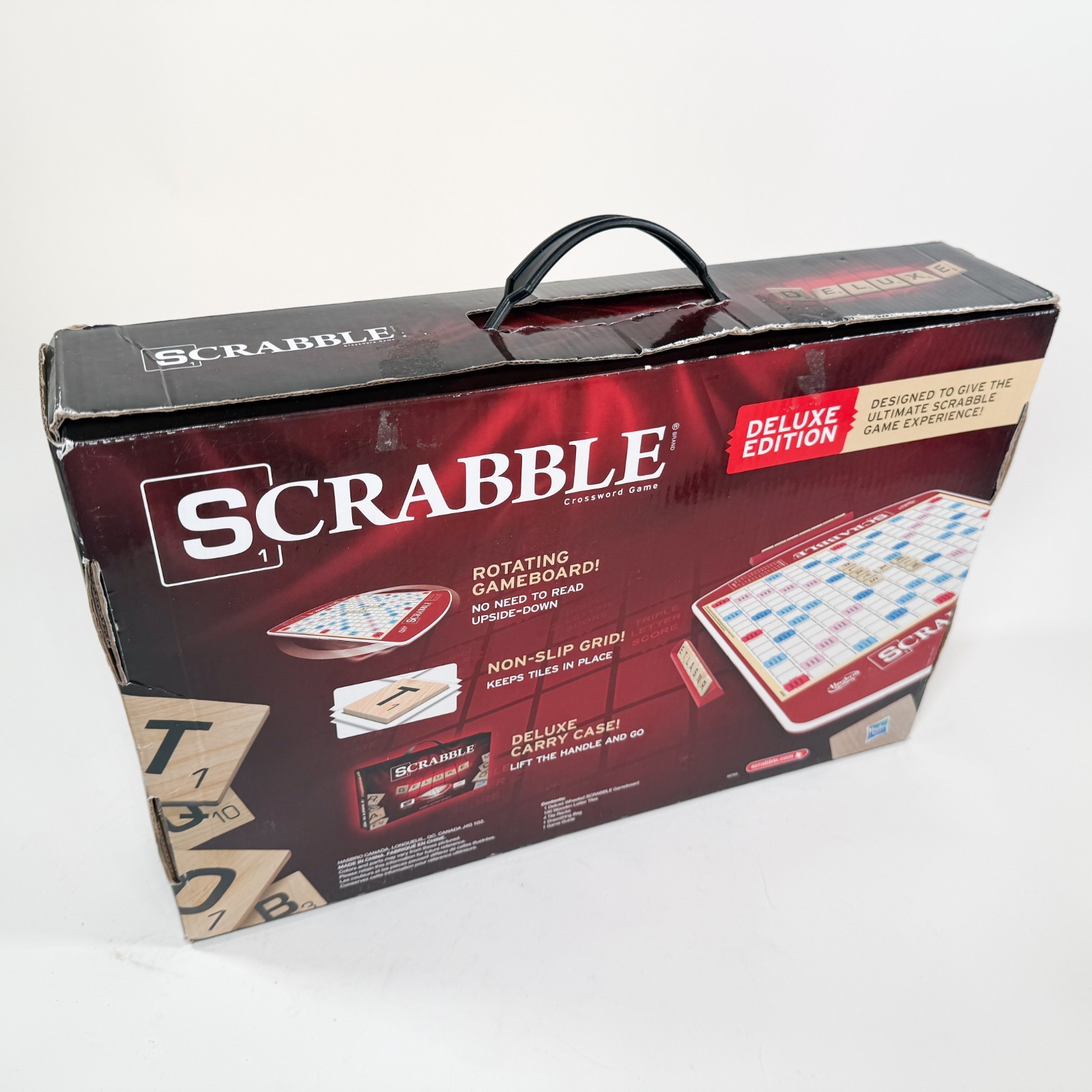 Scrabble Deluxe Edition-Rotating Game Board 2014 Carry Case Complete