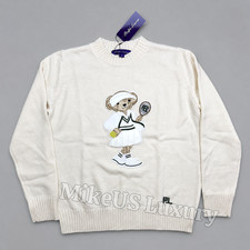 POLO RALPH LAUREN Tennis Polo Bear Cotton Crewneck Sweater Women Large NWT