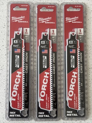 (3 Blades) Milwaukee 48-00-5261 SAWZALL  TORCH  with NITRUS CARBIDE  6'' 8TPI