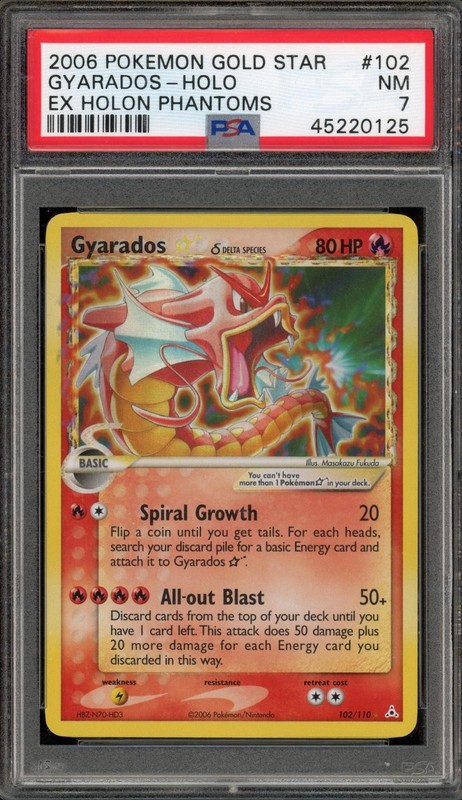 Pokemon Gyarados Gold Star Holo Holon Phantoms 102/110 PSA 7