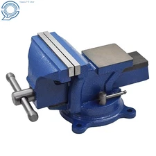5" Heavy Duty Steel Bench Vise With Anvil Swivel Table Top Clamp Locking Base