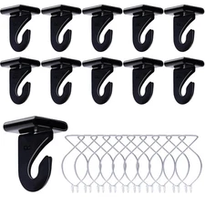 20 Drop Ceiling Hooks for Classrooms Offices, Black Heavy Duty Metal T-Bar Hooks
