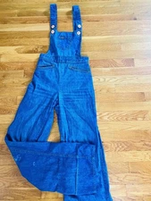 Vintage 70s Landlubber Bellbottom Denim Flare Overalls, Women's Size XS, Wide Le