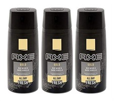AXE Body Spray Gold Oud Wood  Fresh Vanilla, 5.07 oz Pack of 3 Package May Vary