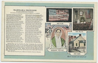 Frederick Md Barbara Fritchie Home Poem Relics Vintage Postcard Maryland 