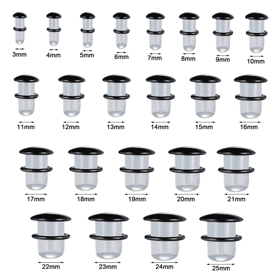 3-25 毫米单喇叭塞隧道玻璃耳规耳垂拉伸穿孔 — 第 2/4 张图片