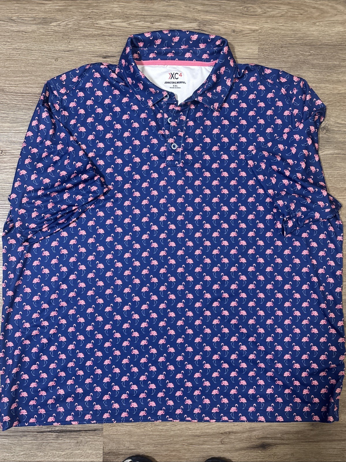 Johnston & Murphy XC4 Mens Performance Golf Polo Size XXL Pink Flamingos