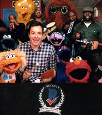 Jimmy Fallon Signed Late Night Host With Elmo Sesame Street 8x10 Photo BAS COA