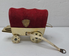 Red Wagon Pin Cushion VTG Vintage Made In Japan Bobbin Style Wheels TEXAS 2.75"