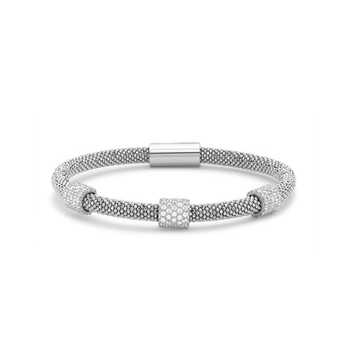 Jewelco London Signore Argento sterling bianca Zirconio cubico perline Popcorn