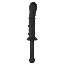 Analdildo mit Handgriff - Weich, Flexibel, Genoppter Schaft - Schwarz